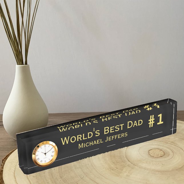 Placa De Nombre #1 Plano Mejor Papel de Papel de Papá con Reloj (Subido por el creador)