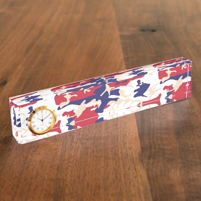 Placa De Nombre 4th of July, Independence day, Camouflage Beige (Lateral)