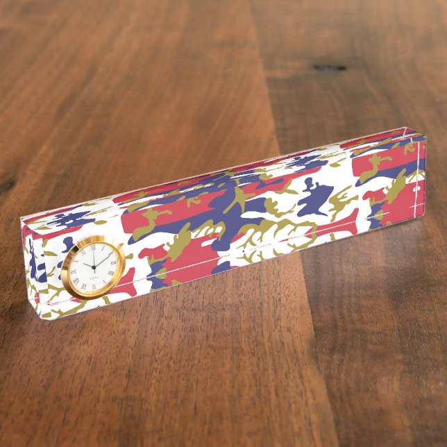 Placa De Nombre 4th of July, Independence day, Camouflage Gold (Lateral)