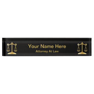 Placa De Nombre Abogado Abogado - Negro y Oro