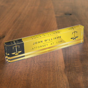 Placa De Nombre Abogado en Gold Black Escala Judicial
