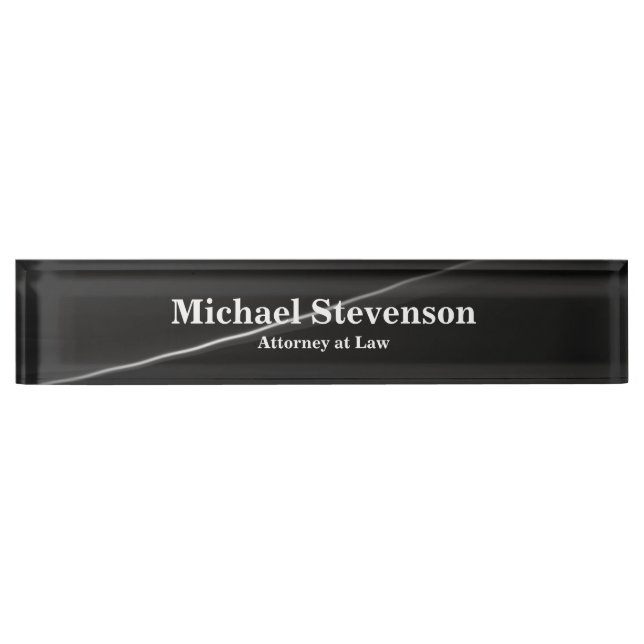 Placa De Nombre Abogado Gray Elegant Modern Desk Nameplate (Anverso)