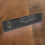 Placa De Nombre Abogado negro profesional<br><div class="desc">-Placa de nombre de escritorio profesional -Escala de oro de justicia</div>