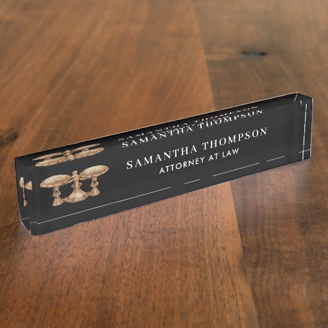 Placa De Nombre Abogado Profesional Abogado Abogado Escala de Vint (Lateral)