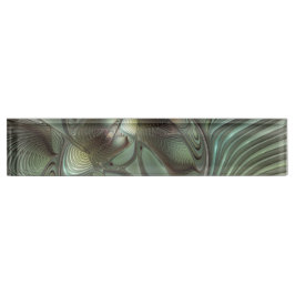 Placa De Nombre Abstracto Olive Sage Green Grey Fractal Art Fantas