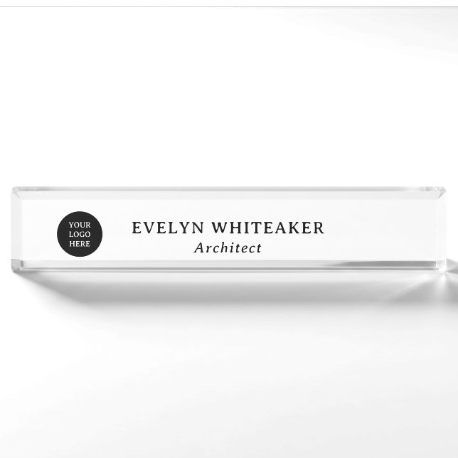 Placa De Nombre Acrílico minimalista simple formal (Anverso)
