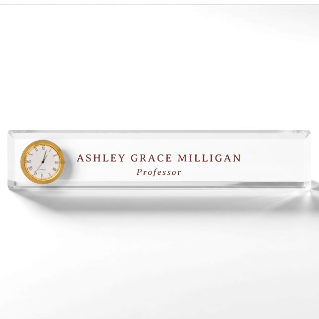 Placa De Nombre Acrylic Burgundy Formal  (Anverso)