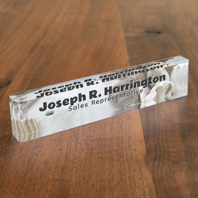 Placa De Nombre Acrylic Desk Name Plate Seashells  (Lateral)