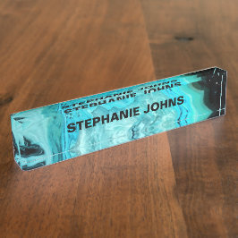 Placa De Nombre Agate Gemstone Geode Resumen Art Custom Name Cute