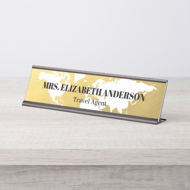 Placa De Nombre Agencia de viajes de Luxury Gold World (Anverso)