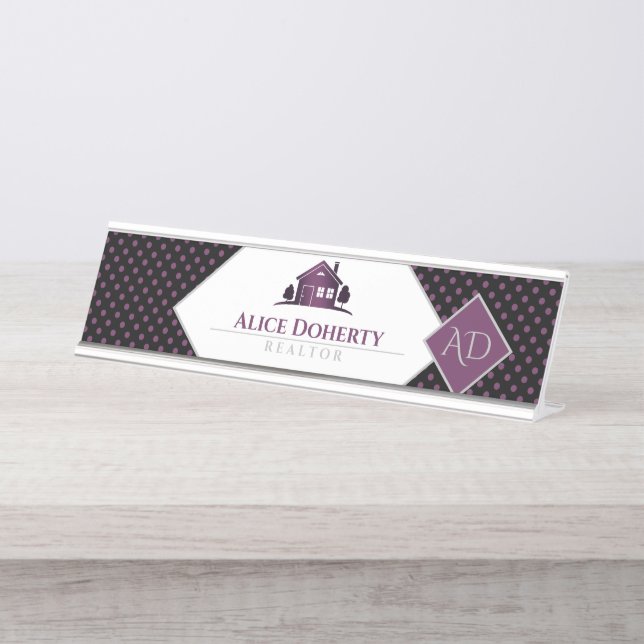 Placa De Nombre Agente inmobiliario| Inicio| Iniciales (Anverso)