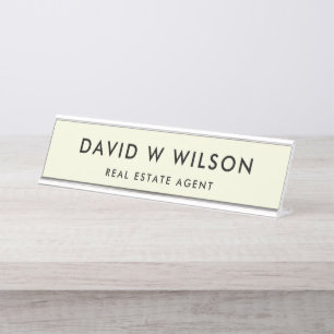 Placa De Nombre Agente inmobiliario minimalista moderno