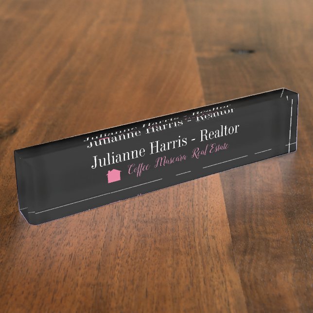 Placa De Nombre Agente inmobiliario profesional divertido (Lateral)