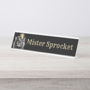 Placa De Nombre Agregar nombre como Mister Sprocket Steampunk Cat
