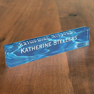 Placa De Nombre Agua de la piscina azul oscura