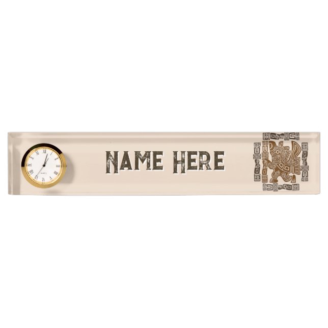 Placa De Nombre Águila azteca guerrera arte tribal antiguo (Anverso)