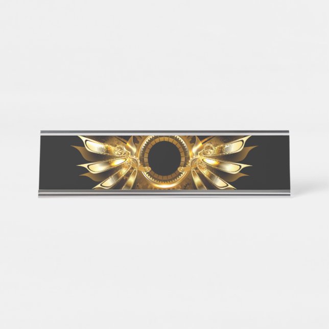 Placa De Nombre alas de estilo steampunk (Anverso)
