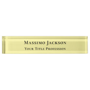Placa De Nombre Amarillo Claro Sencillo Elegante Profesional Moder