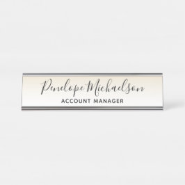 Placa De Nombre Amarillo dorado y blanco suave minimalista