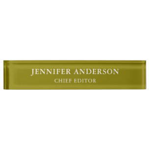 Placa De Nombre Amarillo Oscuro Profesional Moderno Plano Minimali