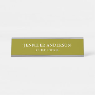 Placa De Nombre Amarillo Oscuro Profesional Moderno Plano Minimali