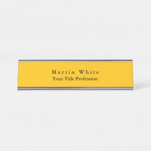 Placa De Nombre Amber Yellow Plain Elegant Profesional Moderno
