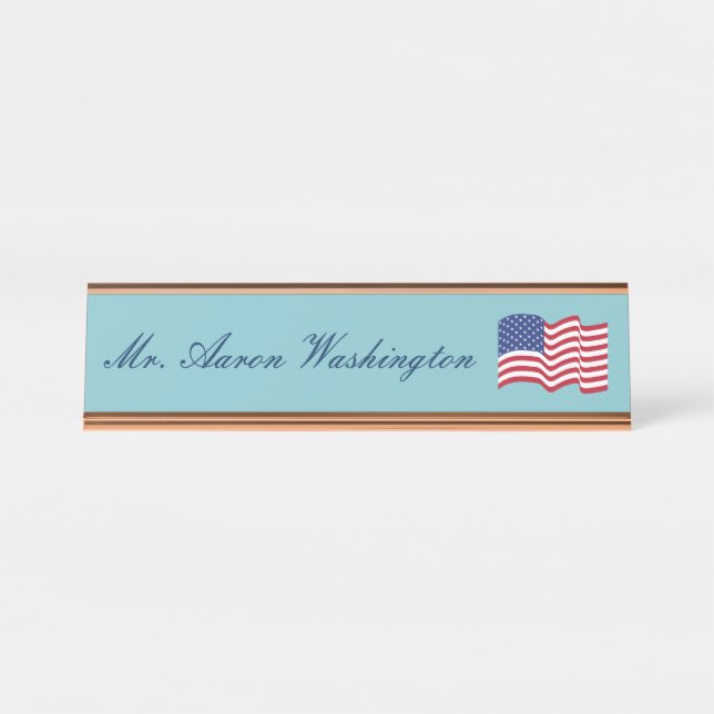 Placa De Nombre American Flag Name Plate  (Anverso)