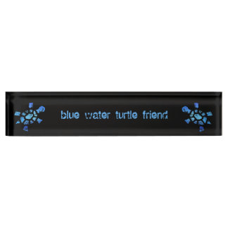 Placa De Nombre Amigo de la tortuga del agua azul