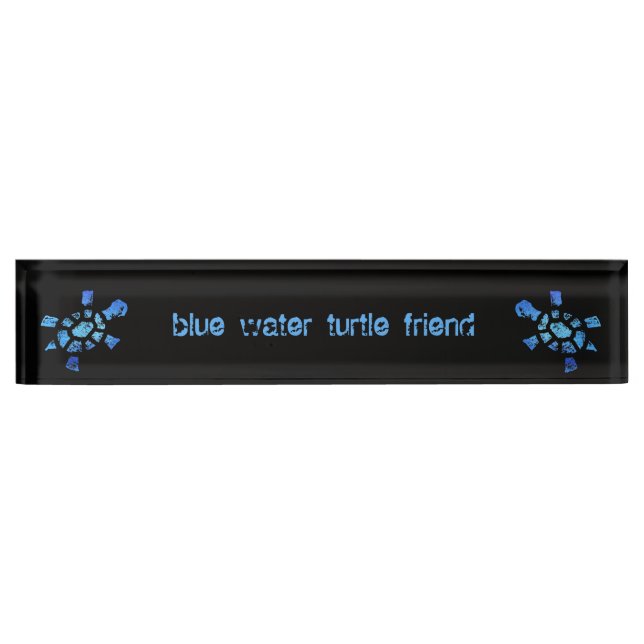 Placa De Nombre Amigo de la tortuga del agua azul (Anverso)