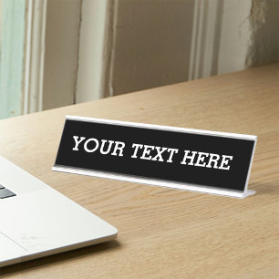 Placa De Nombre Añadir su propio texto Personalizado aquí negro y 