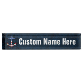 Placa De Nombre Ancla de bandera patriotica vintage estadounidense