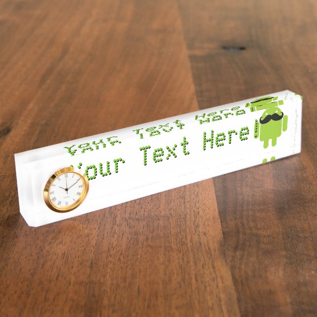 Placa De Nombre Android Robot Mustache (Lateral)