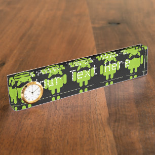 Placa De Nombre Android Robot Mustache