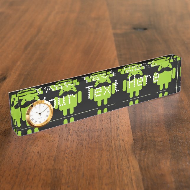 Placa De Nombre Android Robot Mustache (Lateral)