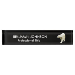 Placa De Nombre Animal polar de oso negro