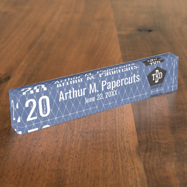 Placa De Nombre Aniversario del jalón del empleado 20 años de (Lateral)