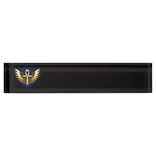 Placa De Nombre Ankh de oro con alas (Anverso)