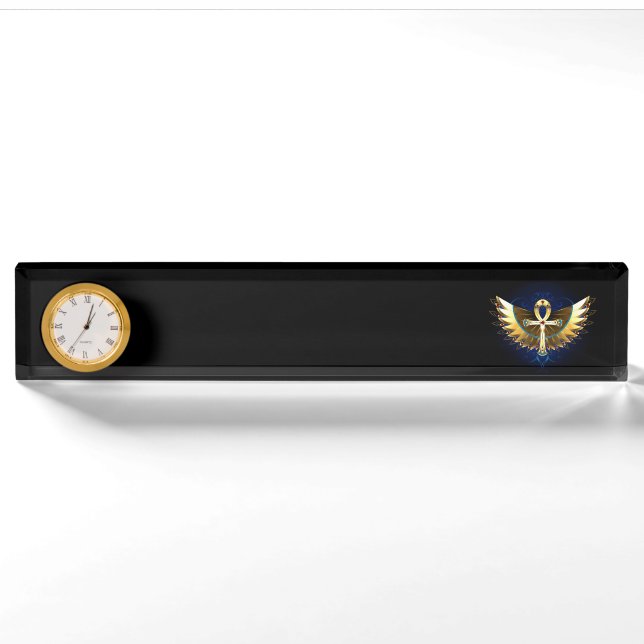 Placa De Nombre Ankh de oro con alas (Anverso)