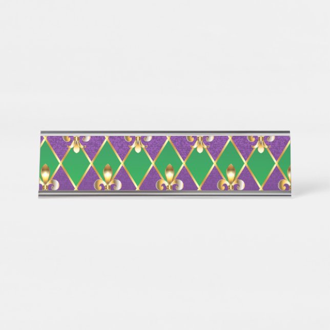 Placa De Nombre Antecedentes de joyas Mardi Gras (Anverso)