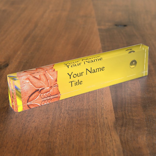 Placa De Nombre ANTIGUA EGIPCIA HONEY BEE BEEKEEPER rojo amarillo (Lateral)