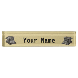 Placa De Nombre Antigua vieja máquina de escribir de moda