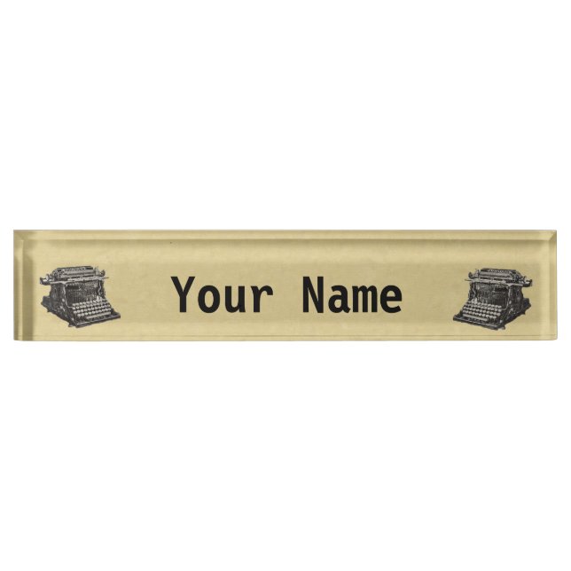 Placa De Nombre Antigua vieja máquina de escribir de moda (Anverso)