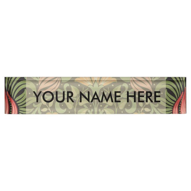 Placa De Nombre Antigüedad floral persa William Morris (Anverso)