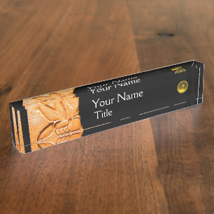 Placa De Nombre ANTIQUE EGYPTIAN HONEY BEE, Naranja BEEKEEPER Blac