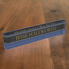 Placa De Nombre Apellido o empresa Navy Blue & Gold Name
