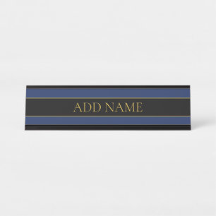 Placa De Nombre Apellido o empresa Navy Blue & Gold Name
