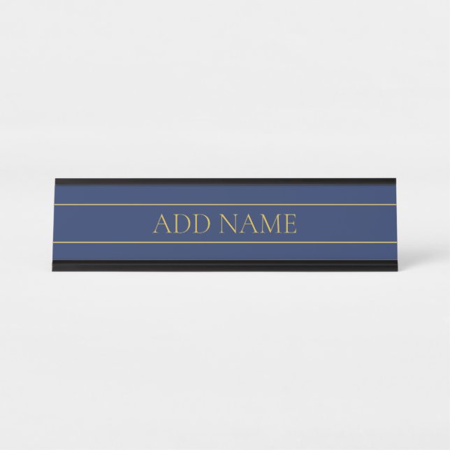 Placa De Nombre Apellido o empresa Navy Blue & Gold Name (Anverso)