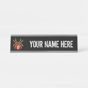 Placa De Nombre Araña de vapor sobre negro