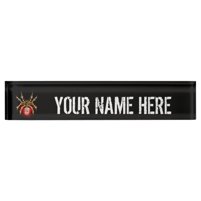 Placa De Nombre Araña de vapor sobre negro (Anverso)