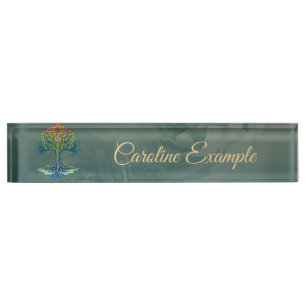 Placa De Nombre Árbol de la Vida Amanecer Cambiante